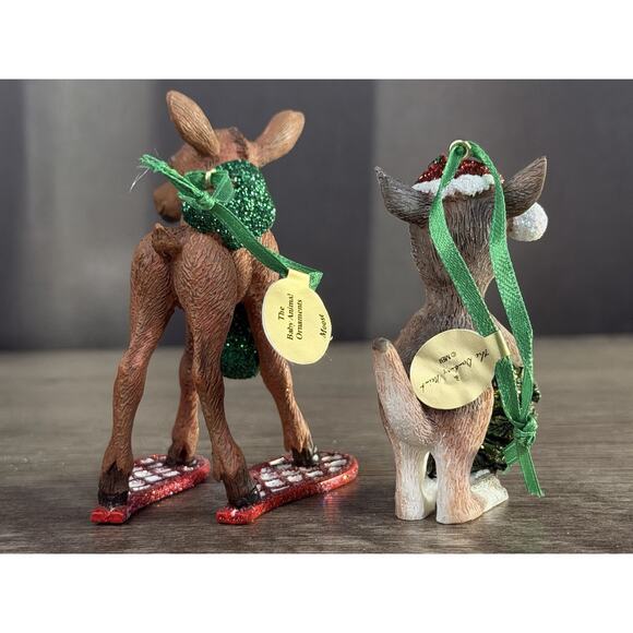 NIB Pair Danbury Mint Baby Animal Ornament Collection Kangaroo And Moose - Picture 3 of 9